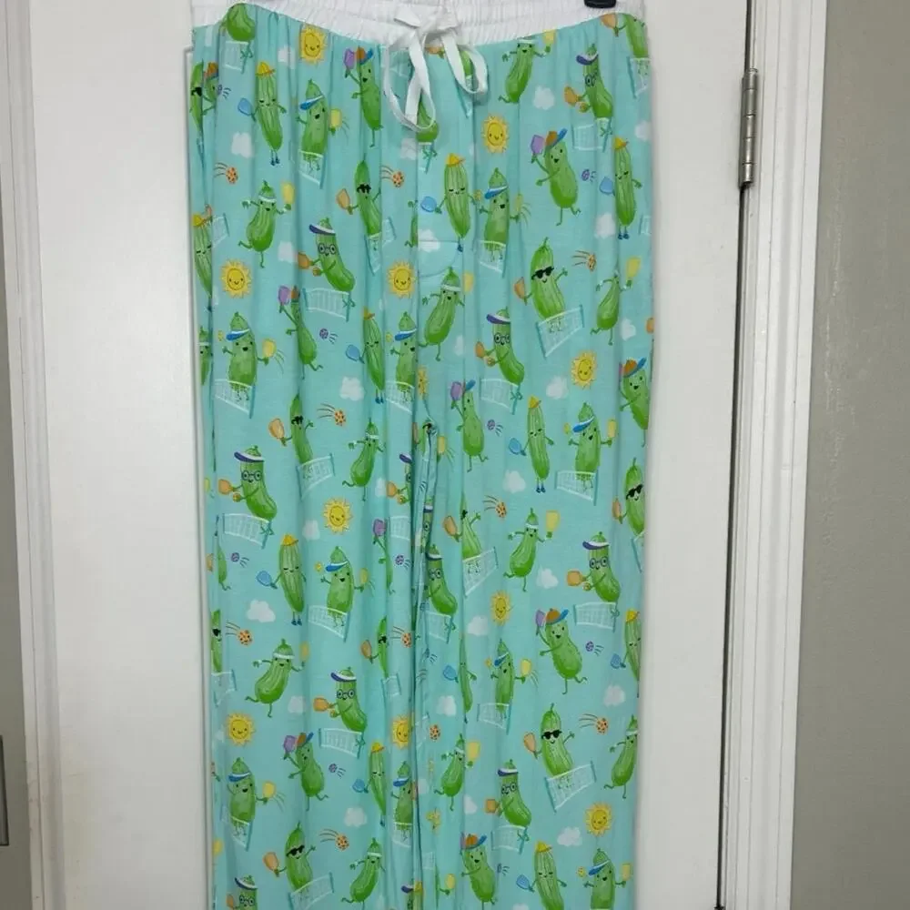 Little Sleepies Bamboo Pajama Pants Pickles Playing Pickleball Novelty NWT L - Picture 5 of 13